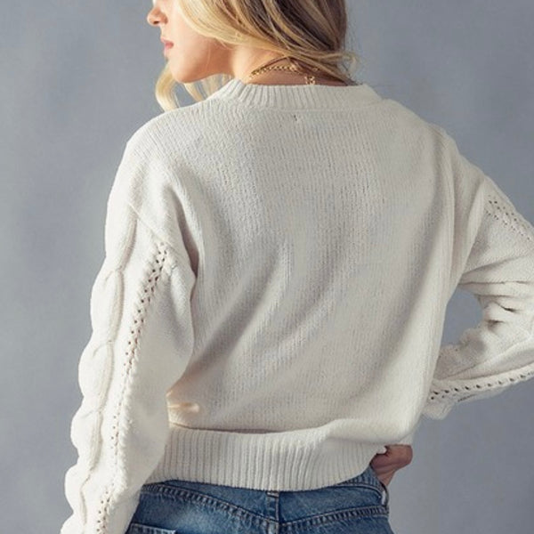 CYNTHIA CABLE KNIT SWEATER