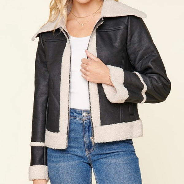 OLYMPIA FAUX LEATHER JACKET